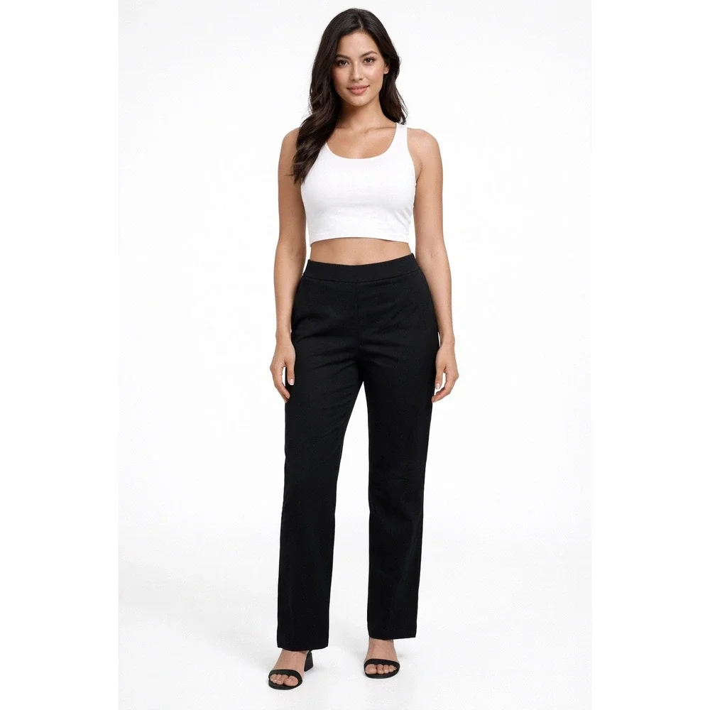 Counterparts Womens Black Super Stretch Straight Leg Pull On Dress Pants Size L - Picture 1 of 4